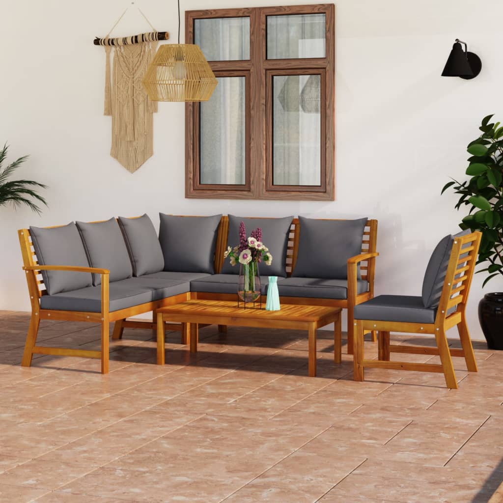 vidaXL 4-tlg. Garten-Lounge-Set mit Auflagen Creme Massivholz Akazie