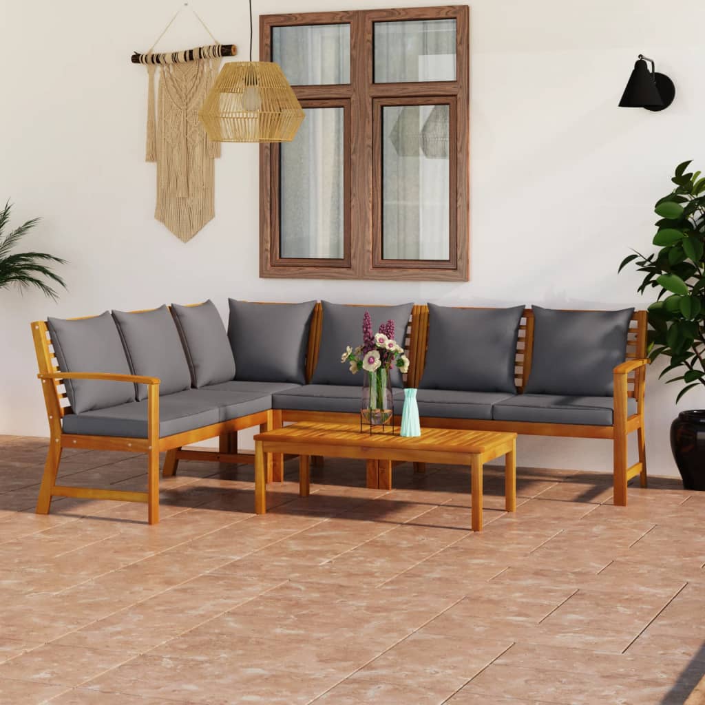 vidaXL 4-tlg. Garten-Lounge-Set mit Auflagen Creme Massivholz Akazie