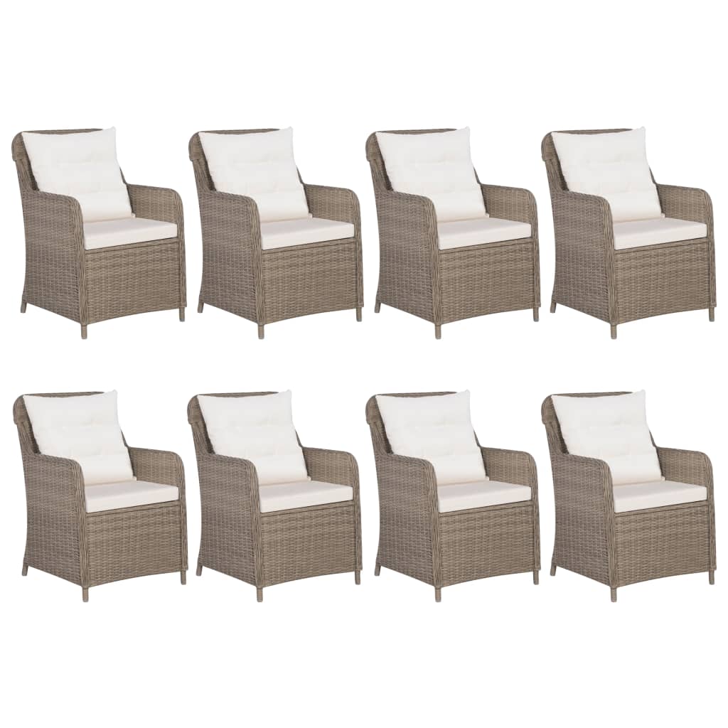 vidaXL 9-tlg. Garten-Essgruppe Poly Rattan Braun