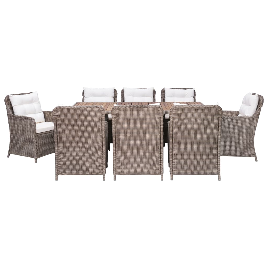 vidaXL 9-tlg. Garten-Essgruppe Poly Rattan Braun