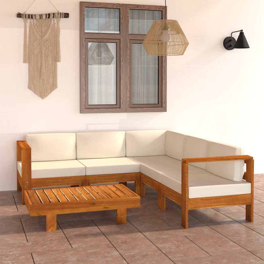 vidaXL 3-Sitzer-Gartensofa mit Cremeweißen Auflagen Massivholz Akazie