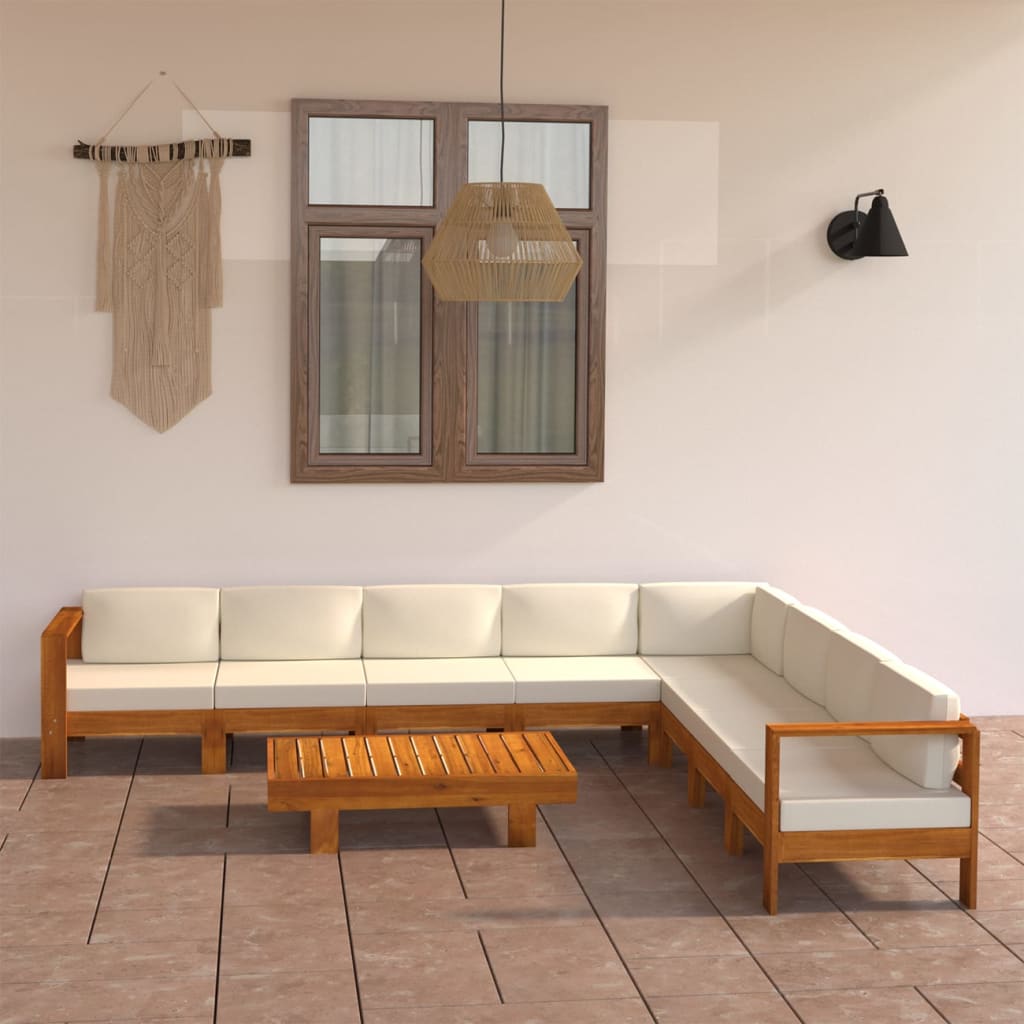 vidaXL 3-Sitzer-Gartensofa mit Cremeweißen Auflagen Massivholz Akazie