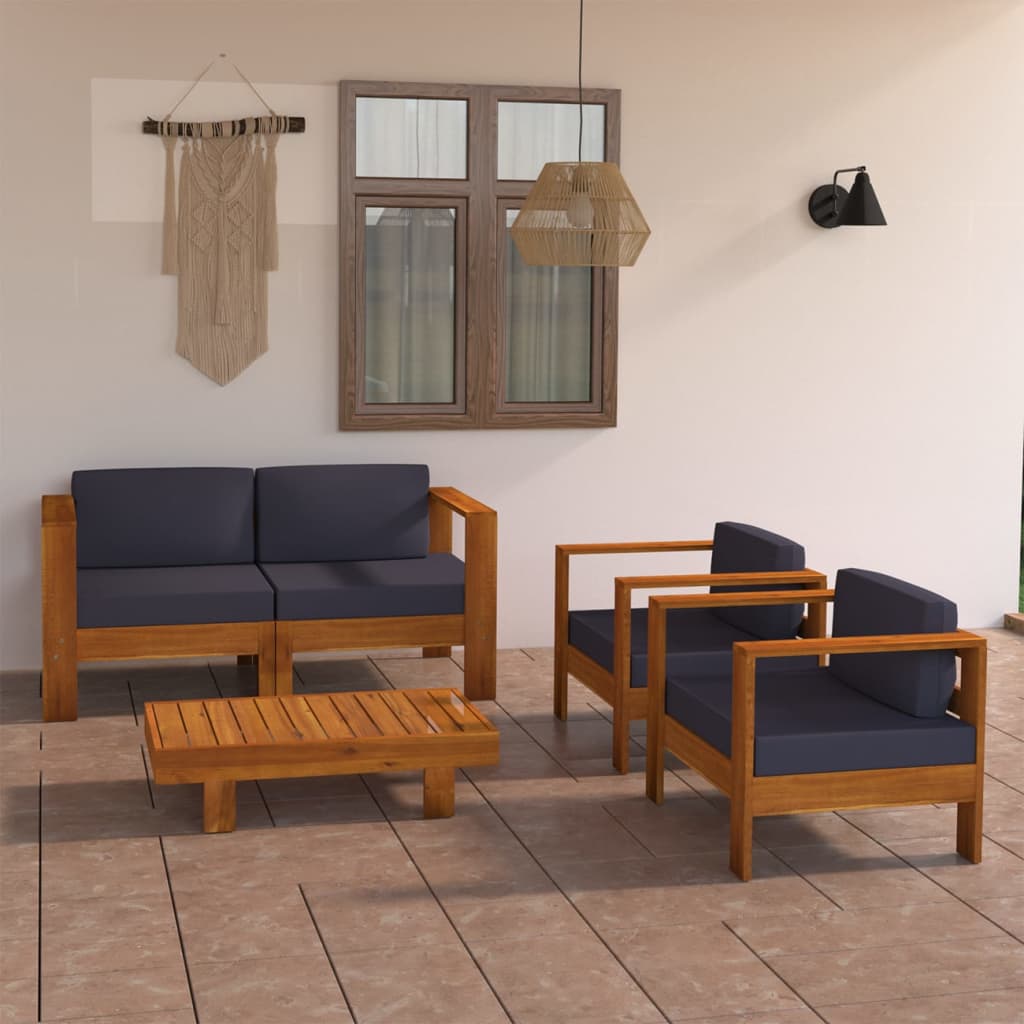 vidaXL 3-Sitzer-Gartensofa mit Cremeweißen Auflagen Massivholz Akazie
