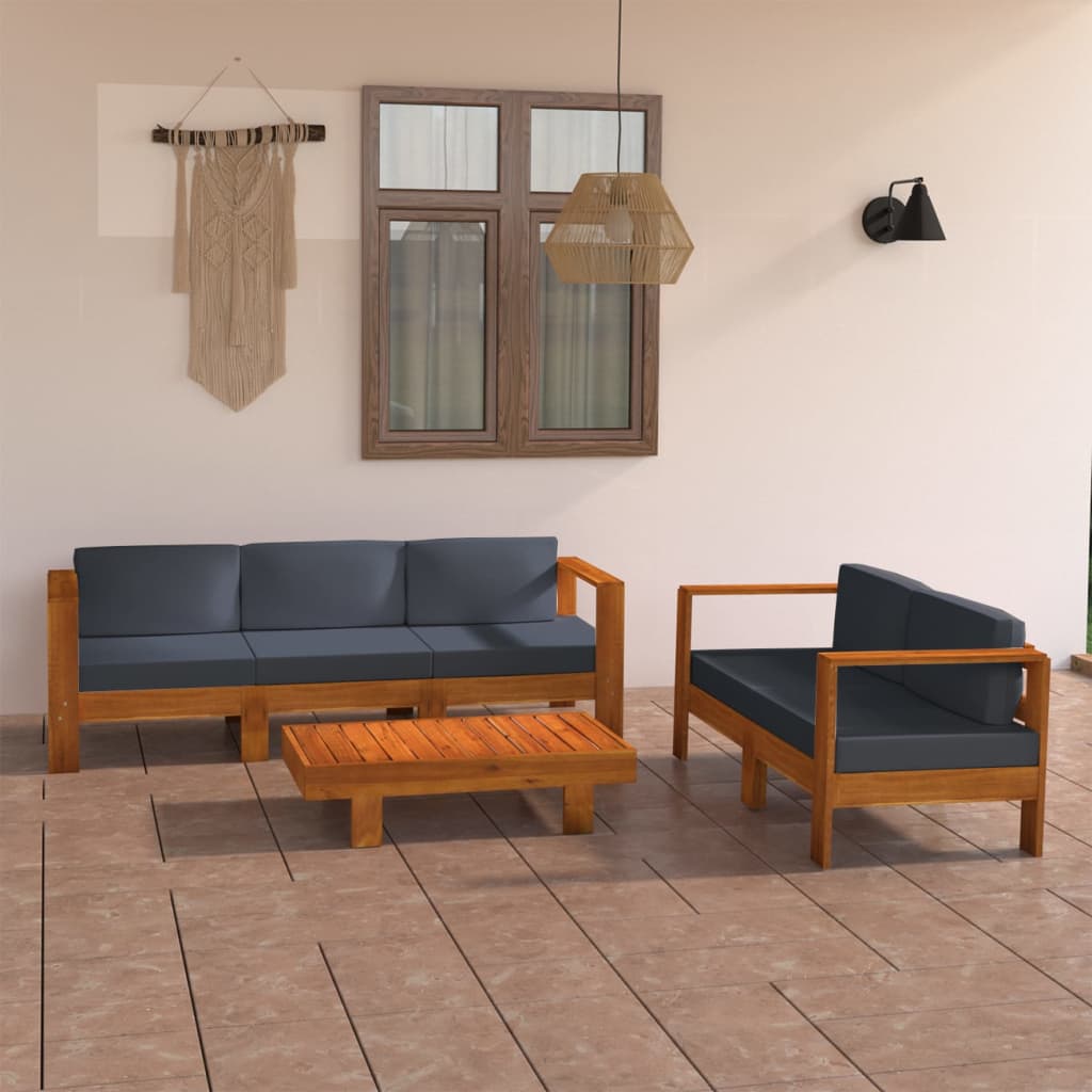 vidaXL 3-Sitzer-Gartensofa mit Cremeweißen Auflagen Massivholz Akazie