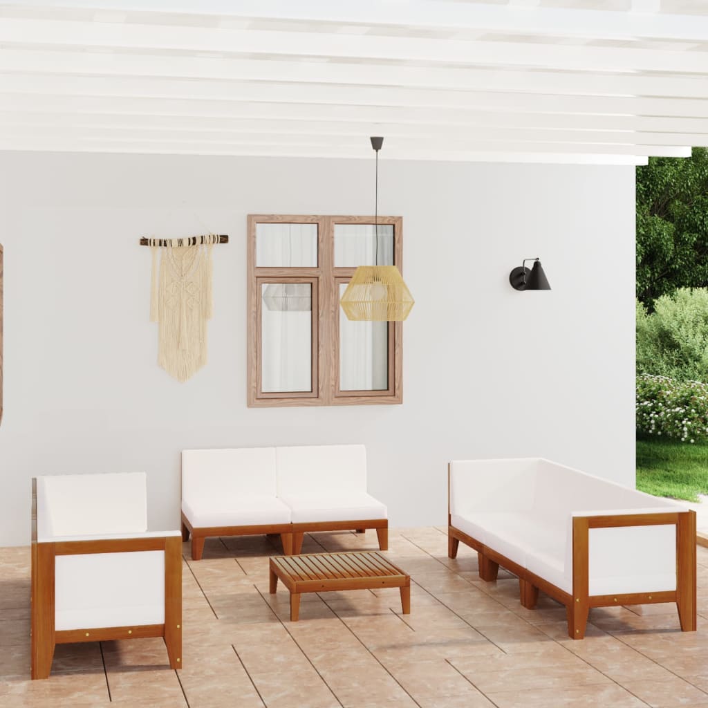 vidaXL 7-tlg. Garten-Lounge-Set mit Kissen Massivholz Akazie