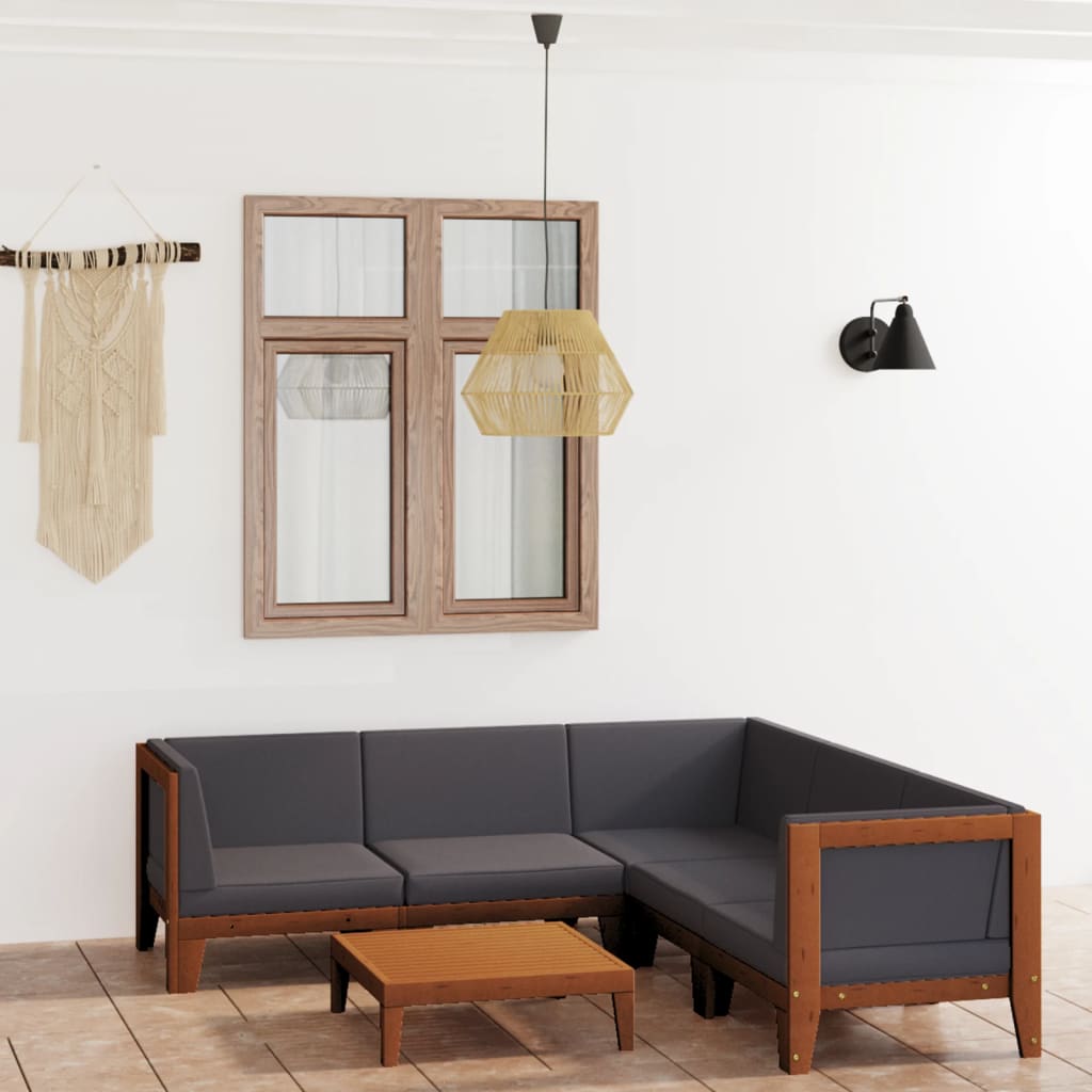 vidaXL 7-tlg. Garten-Lounge-Set mit Kissen Massivholz Akazie