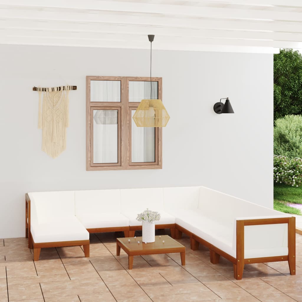 vidaXL 7-tlg. Garten-Lounge-Set mit Kissen Massivholz Akazie
