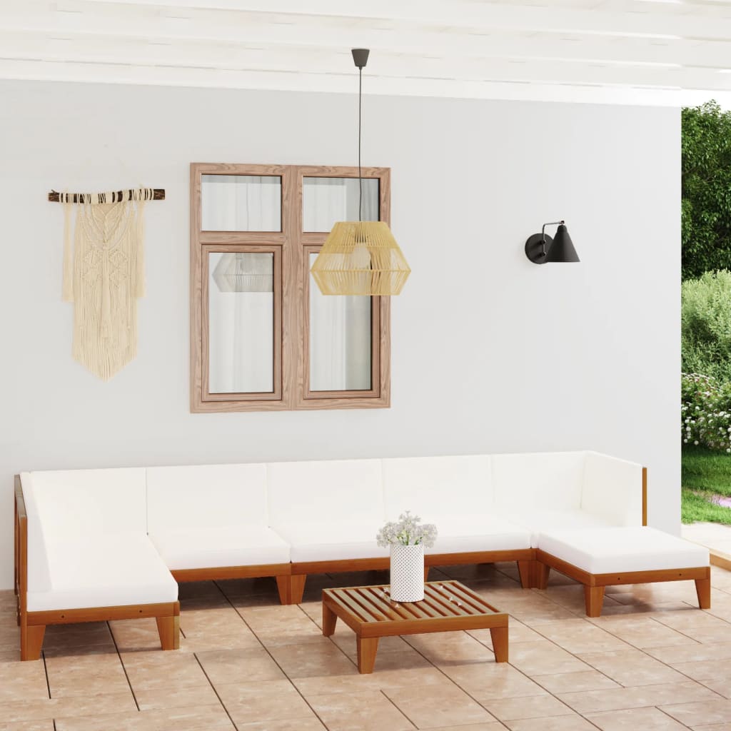 vidaXL 7-tlg. Garten-Lounge-Set mit Kissen Massivholz Akazie