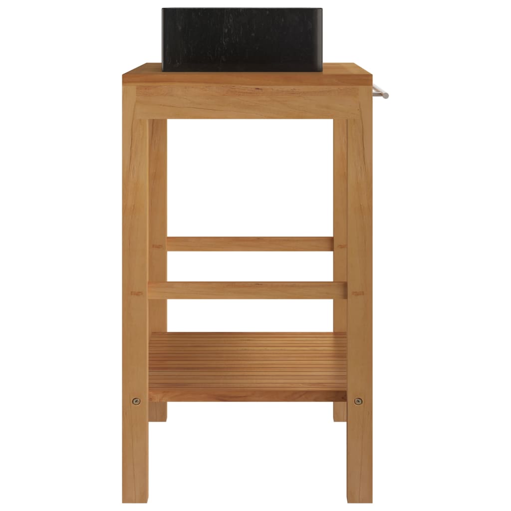 vidaXL Waschtisch Massivholz Teak mit Waschbecken Marmor Schwarz