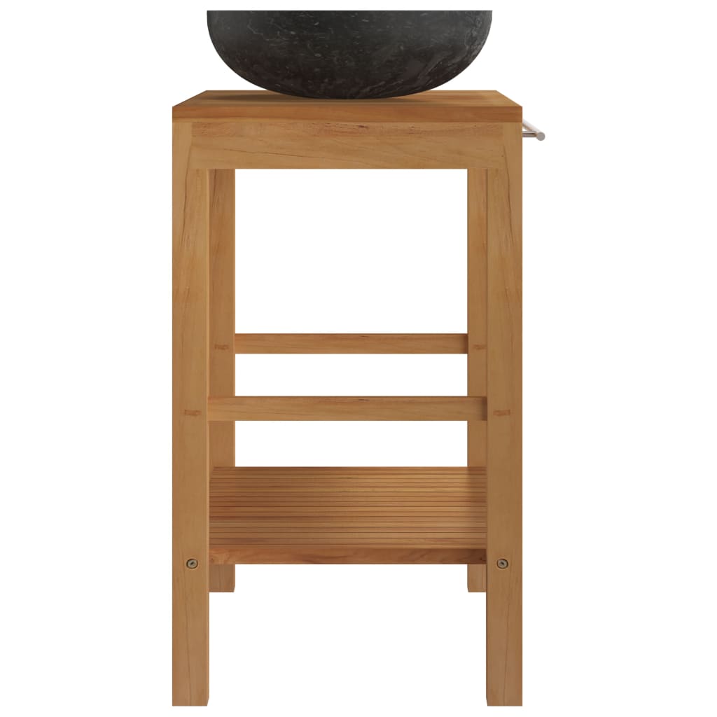 vidaXL Waschtisch Massivholz Teak mit Waschbecken Marmor Schwarz