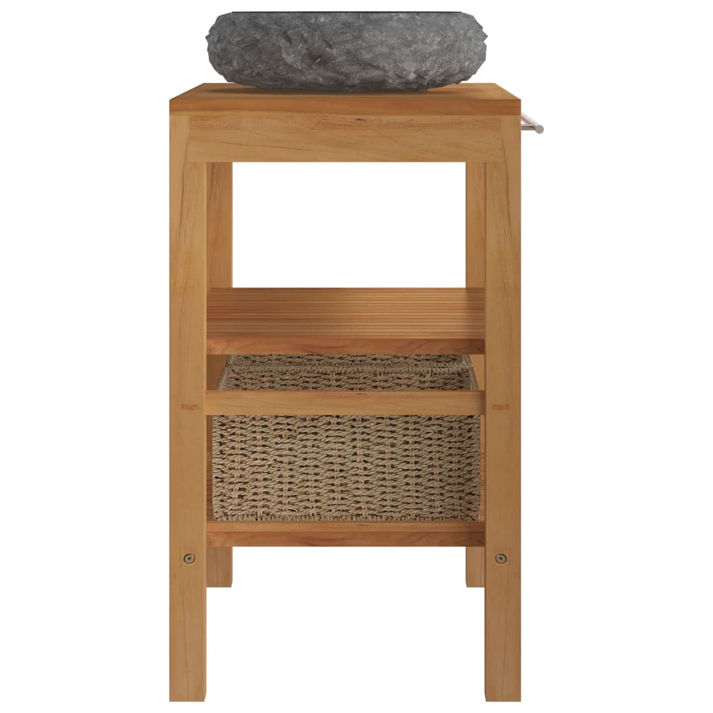 vidaXL Waschtisch Massivholz Teak mit Waschbecken Marmor Schwarz