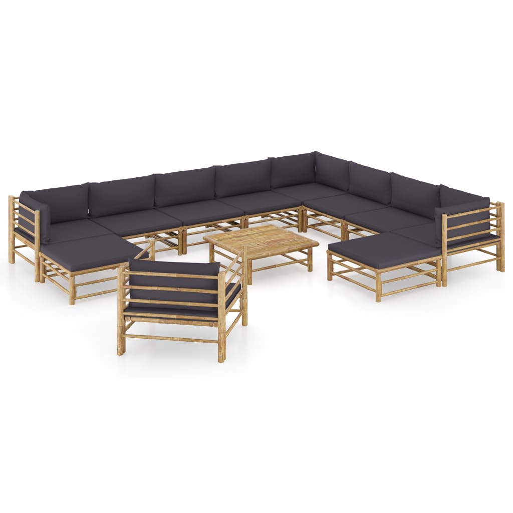 vidaXL 6-tlg. Garten-Lounge-Set mit Cremeweißen Kissen Bambus