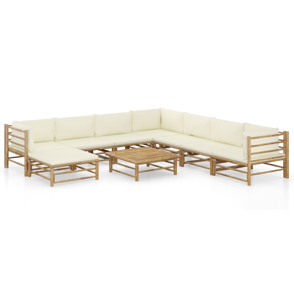 vidaXL 6-tlg. Garten-Lounge-Set mit Cremeweißen Kissen Bambus