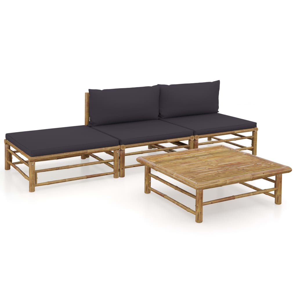 vidaXL 6-tlg. Garten-Lounge-Set mit Cremeweißen Kissen Bambus