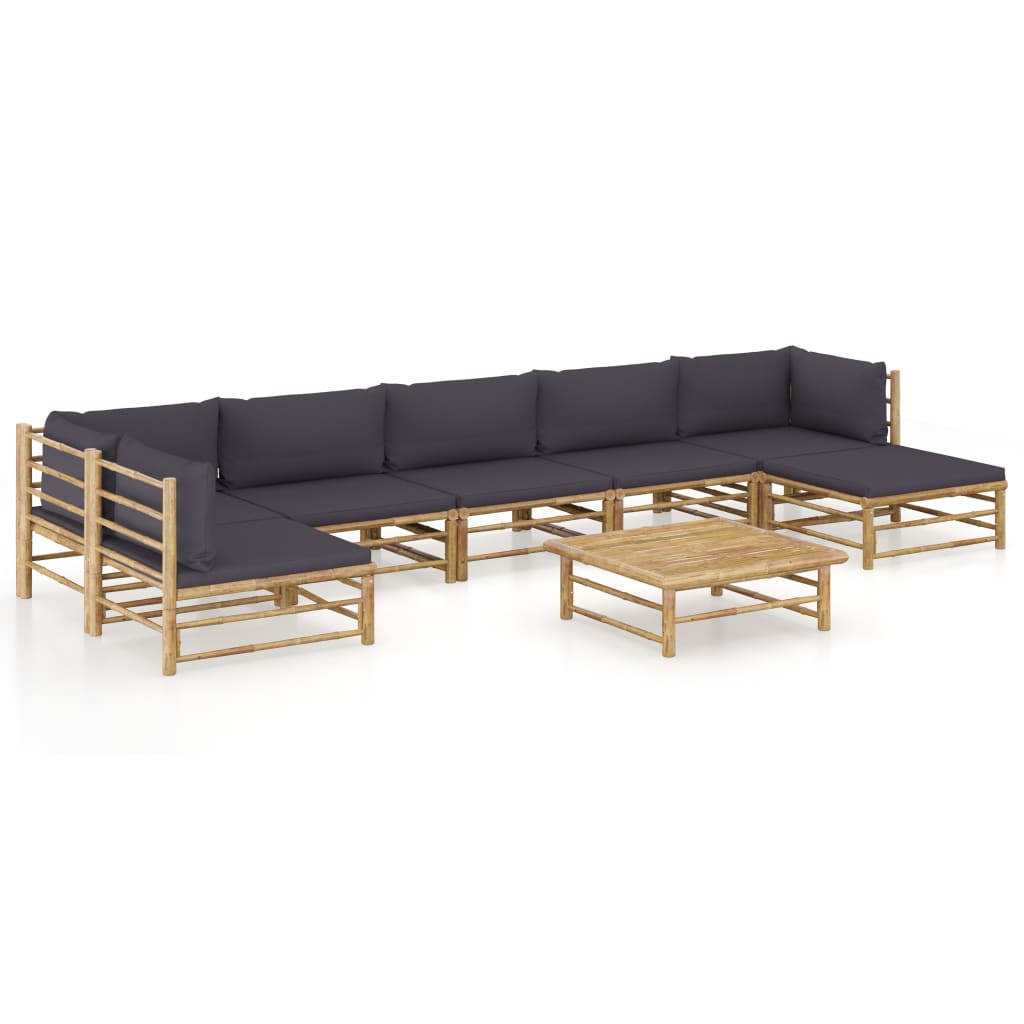 vidaXL 6-tlg. Garten-Lounge-Set mit Cremeweißen Kissen Bambus