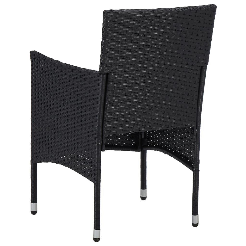 vidaXL 3-tlg. Garten-Essgruppe Schwarz Poly Rattan und Glas