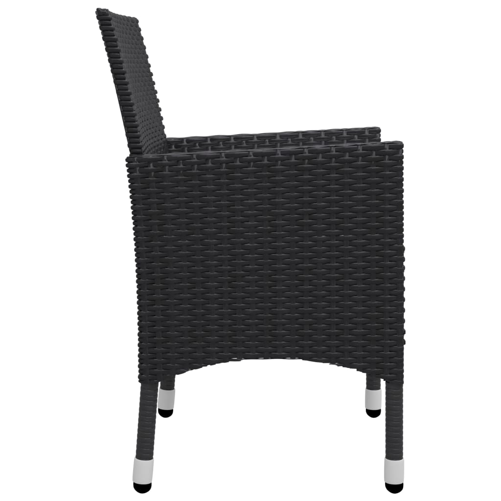 vidaXL 3-tlg. Bistro-Set Poly Rattan und Akazienholz Schwarz