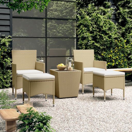 vidaXL 3-tlg. Bistro-Set Poly Rattan und Hartglas Schwarz