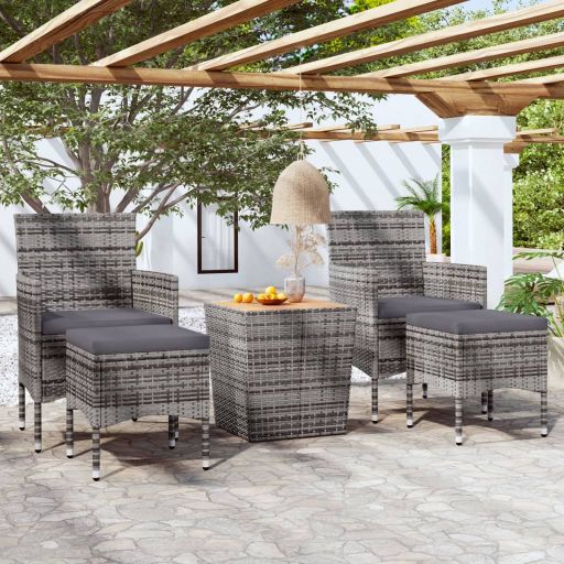 vidaXL 3-tlg. Bistro-Set Poly Rattan und Akazienholz Schwarz