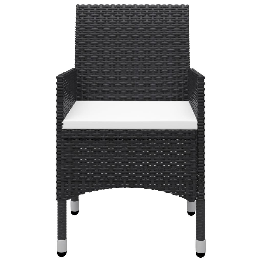 vidaXL 3-tlg. Bistro-Set Poly Rattan und Hartglas Schwarz