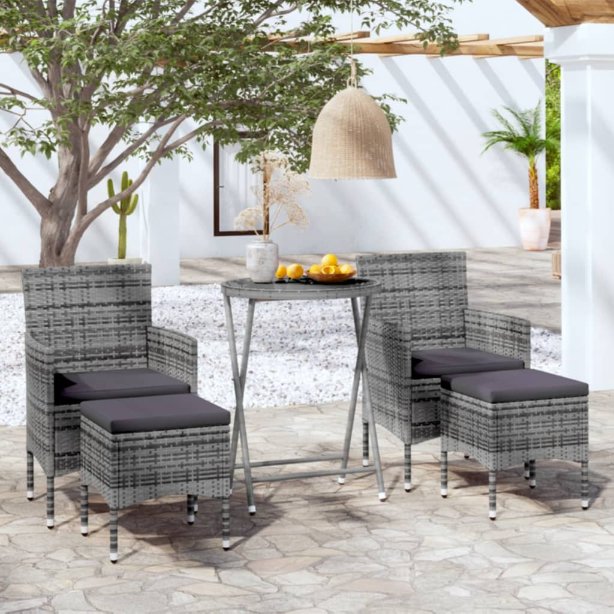 vidaXL 3-tlg. Bistro-Set Poly Rattan und Hartglas Schwarz