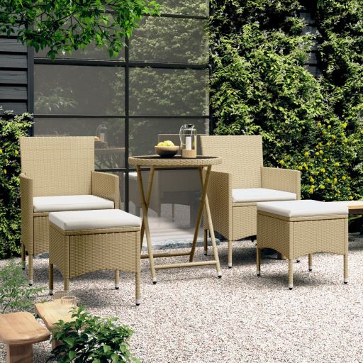 vidaXL 3-tlg. Bistro-Set Poly Rattan und Hartglas Schwarz