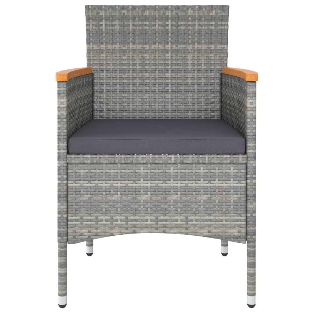 vidaXL 3-tlg. Garten-Essgruppe Poly Rattan und Hartglas Grau