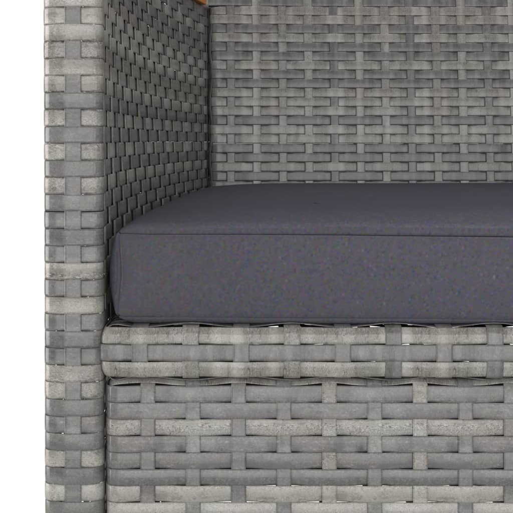 vidaXL 3-tlg. Garten-Essgruppe Poly Rattan und Hartglas Grau