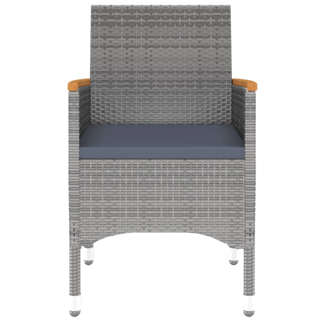 vidaXL 7-tlg. Garten-Essgruppe Poly Rattan und Hartglas Grau