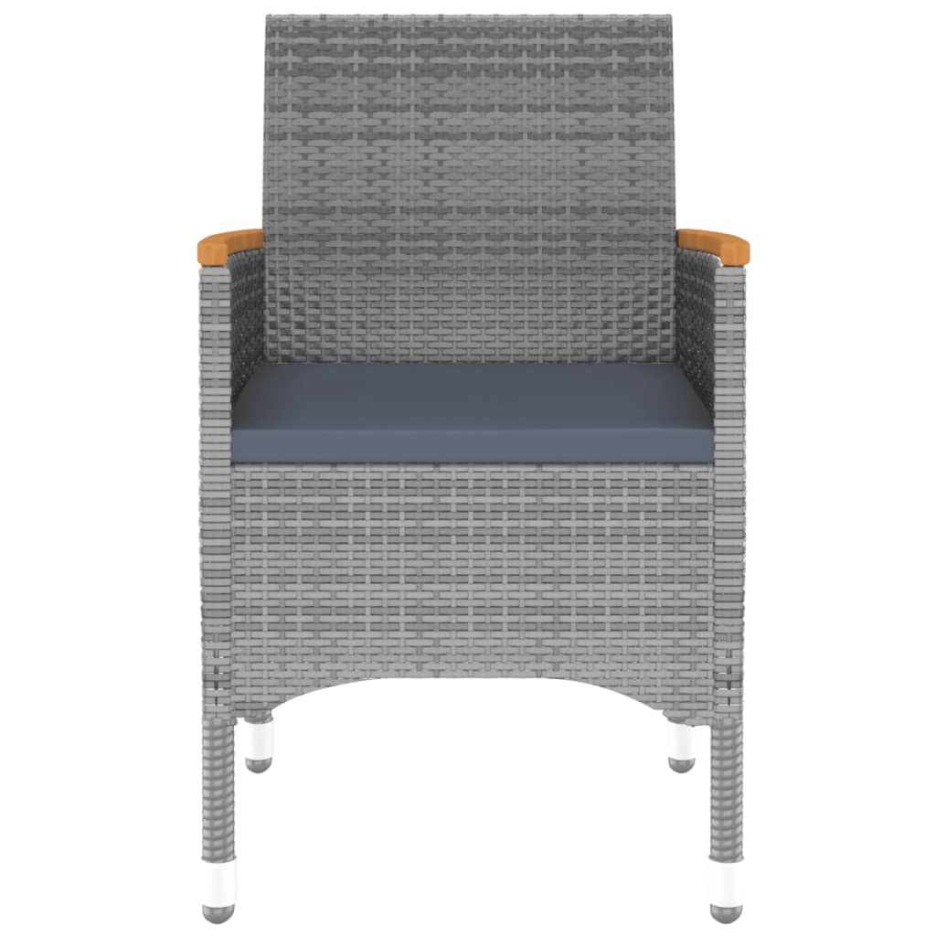 vidaXL 7-tlg. Garten-Essgruppe Poly Rattan Grau