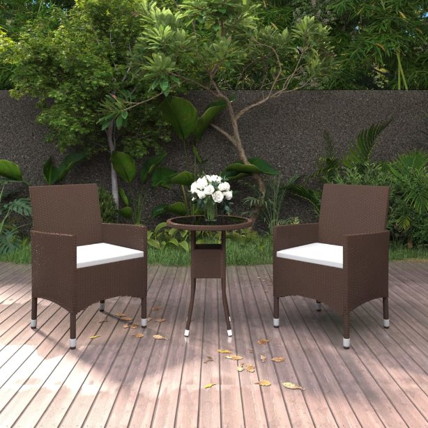 vidaXL 3-tlg. Garten-Essgruppe Poly Rattan Schwarz