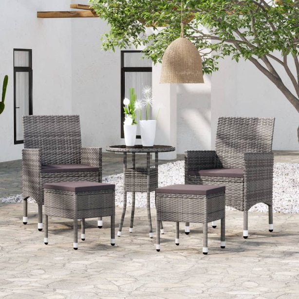 vidaXL 5-tlg. Garten-Lounge-Set Poly Rattan Schwarz