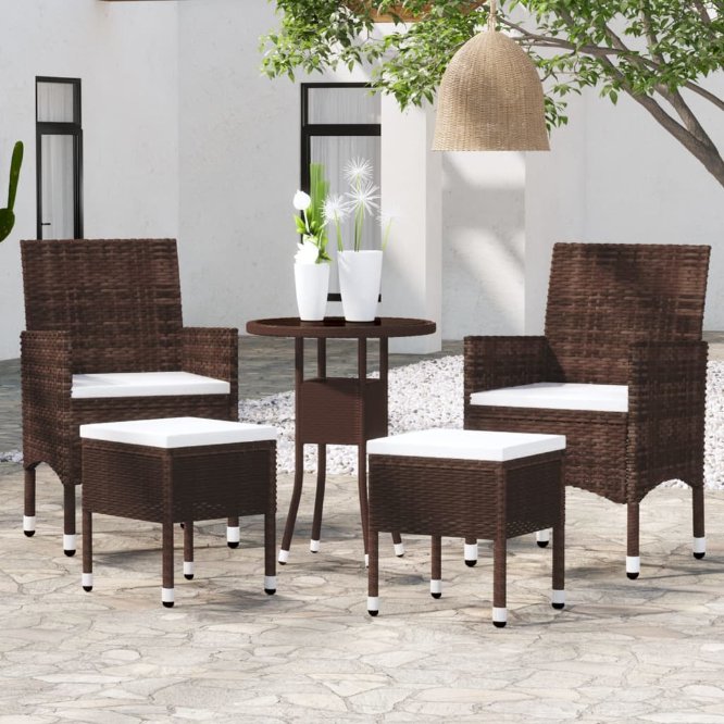 vidaXL 5-tlg. Garten-Lounge-Set Poly Rattan Schwarz