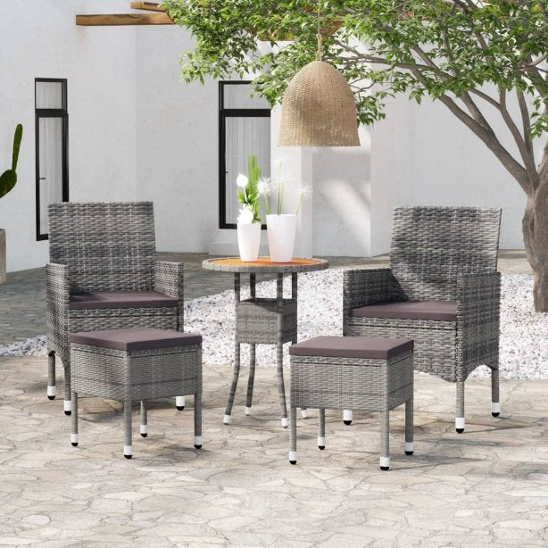 vidaXL 5-tlg. Garten-Lounge-Set Poly Rattan Schwarz