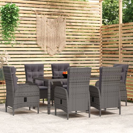 vidaXL 3-tlg. Garten-Essgruppe Poly Rattan Grau