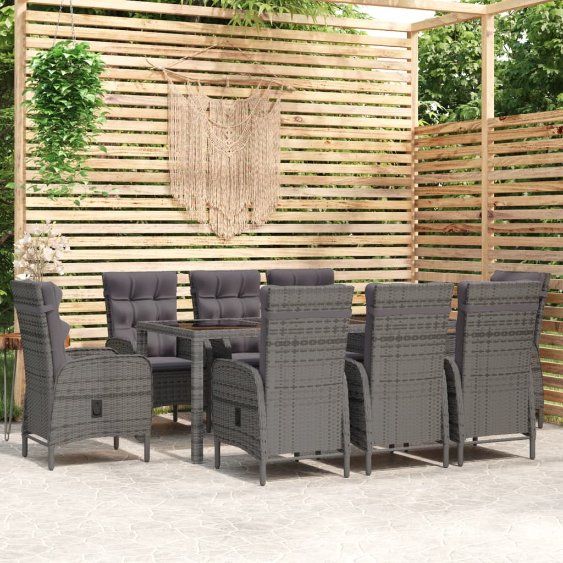 vidaXL 3-tlg. Garten-Essgruppe Poly Rattan Grau