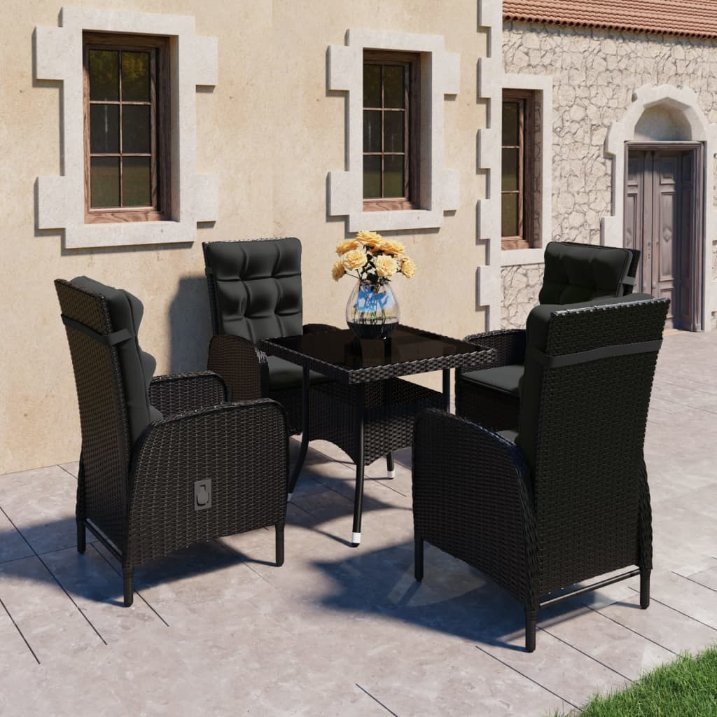 vidaXL 3-tlg. Garten-Essgruppe Poly Rattan und Glas Grau