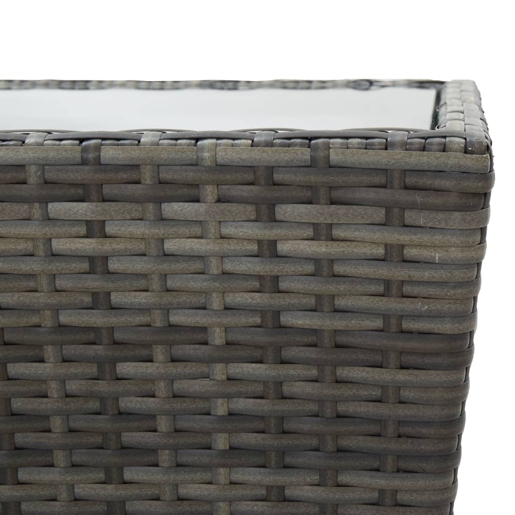 vidaXL 3-tlg. Bistro-Set Poly Rattan und Glas Grau