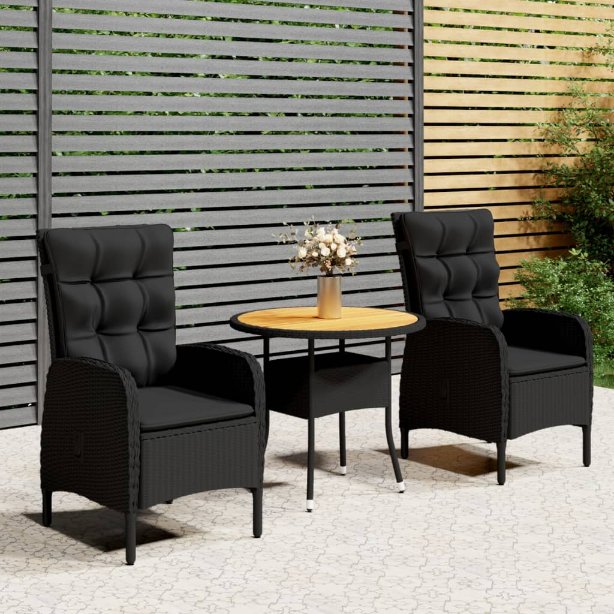 vidaXL 3-tlg. Garten-Bistro-Set Poly Rattan Grau