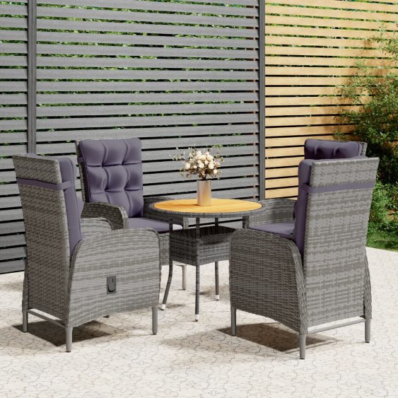 vidaXL 3-tlg. Garten-Bistro-Set Poly Rattan Grau