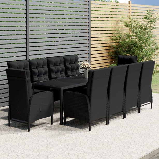 vidaXL 11-tlg. Garten-Essgruppe Poly Rattan Grau