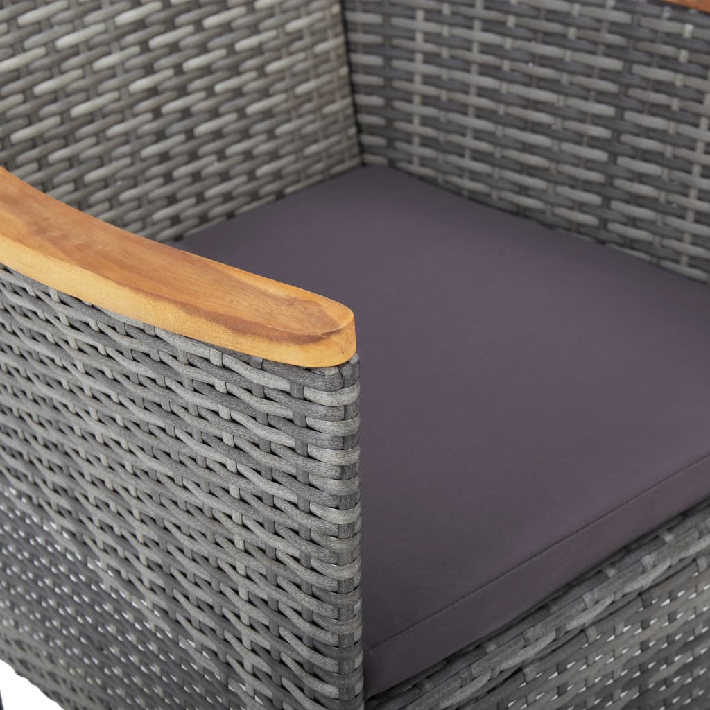 vidaXL 11-tlg. Garten-Essgruppe Poly Rattan Grau