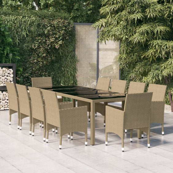 vidaXL 11-tlg. Garten-Essgruppe Poly Rattan Grau
