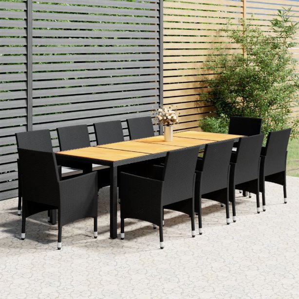 vidaXL 11-tlg. Garten-Essgruppe Poly Rattan Grau
