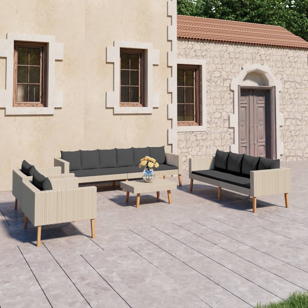 vidaXL 6-tlg. Garten-Lounge-Set mit Auflagen Poly Rattan Grau