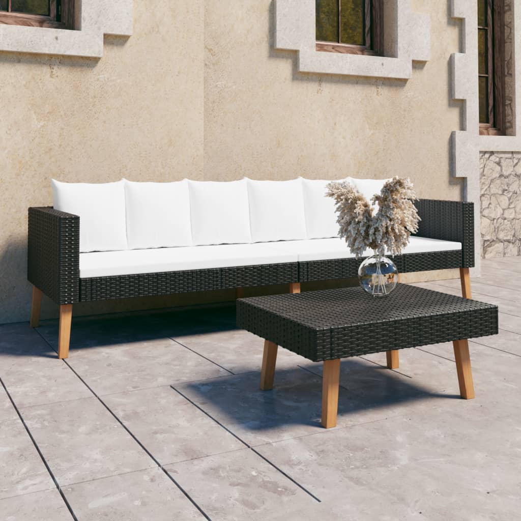 vidaXL 6-tlg. Garten-Lounge-Set mit Auflagen Poly Rattan Grau