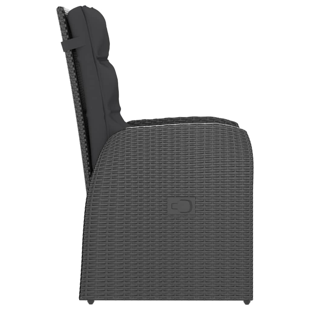 vidaXL 5-tlg. Garten-Essgruppe mit Auflagen Poly Rattan Schwarz