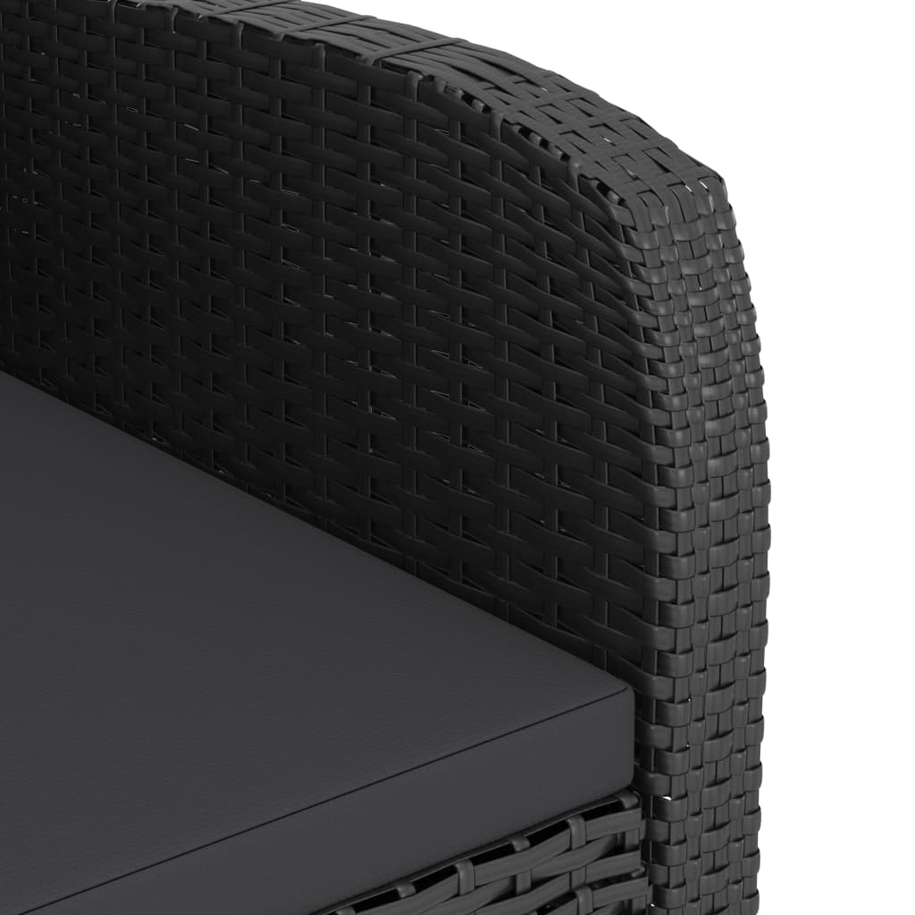 vidaXL 5-tlg. Garten-Essgruppe mit Auflagen Poly Rattan Schwarz