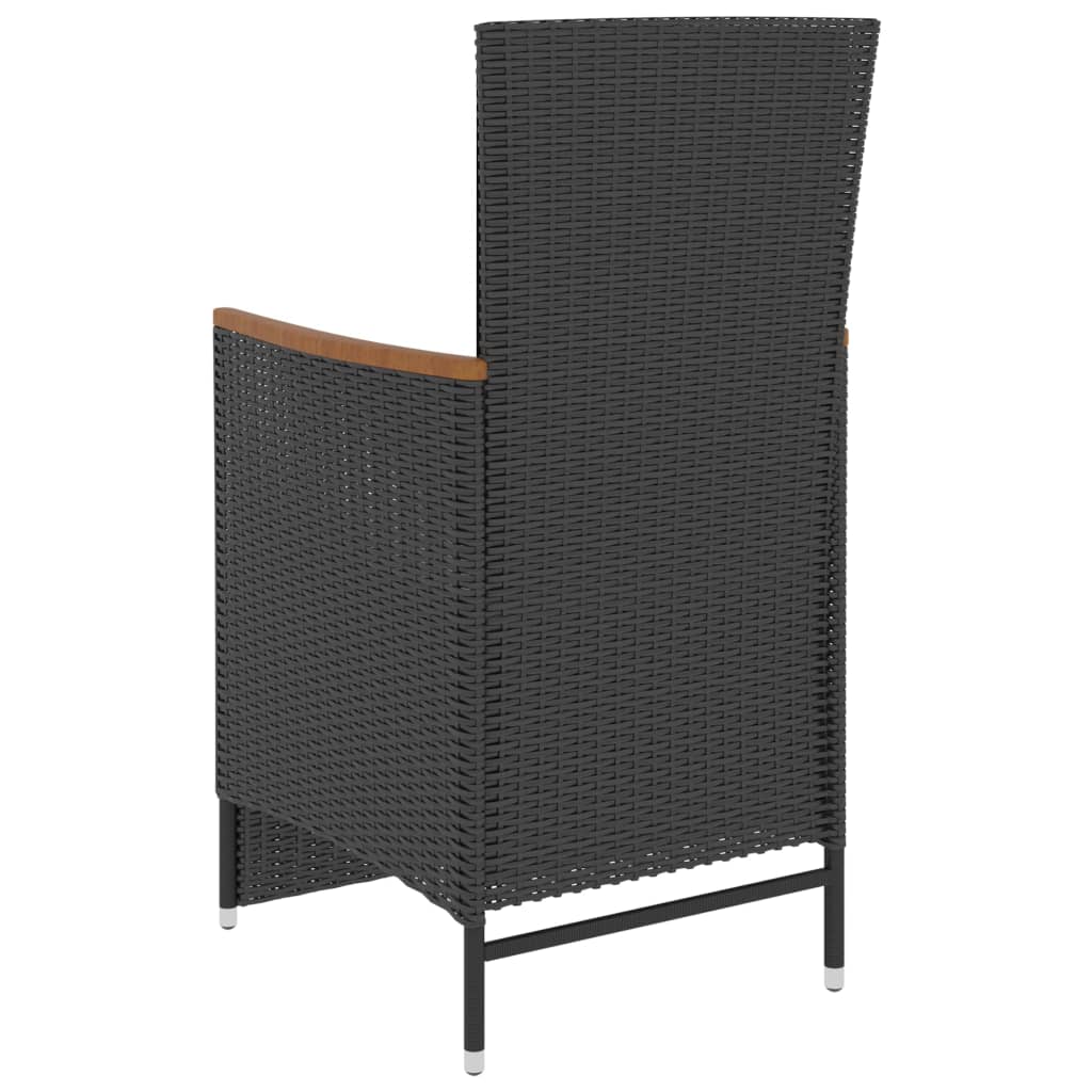 vidaXL 5-tlg. Garten-Essgruppe mit Kissen Poly Rattan Schwarz