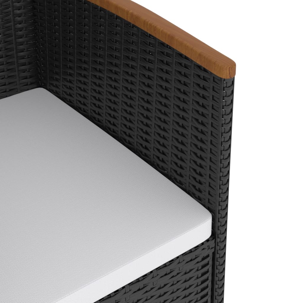 vidaXL 5-tlg. Garten-Essgruppe mit Kissen Poly Rattan Schwarz